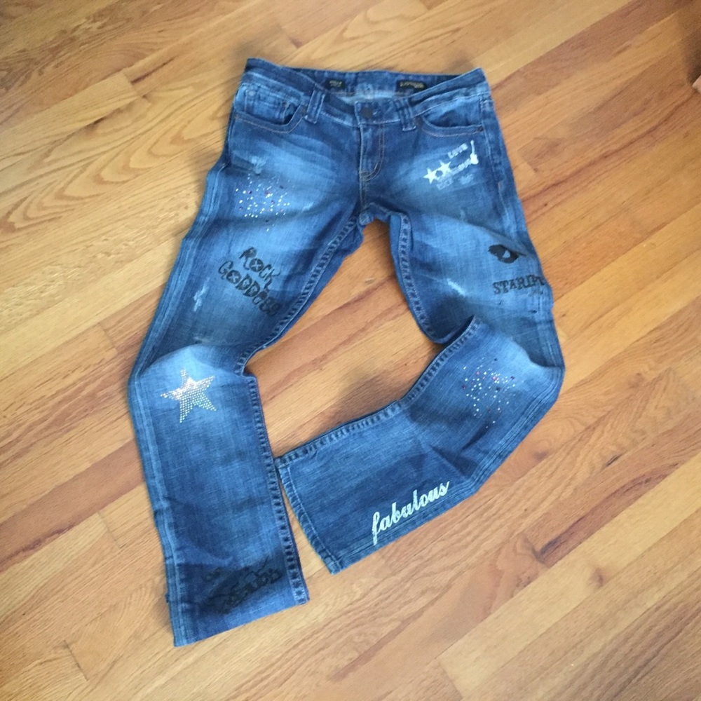 Y2K Early ‘00’s So-Rad Express Graffiti Jeans NWOT